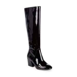 Botkier designer tall genuine, black patent Adele leather boot